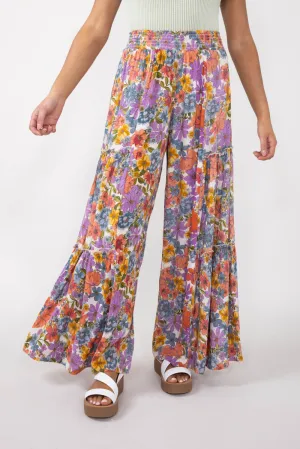 Tiered Floral Beach Pants for Women in Multi | 25T06-A855