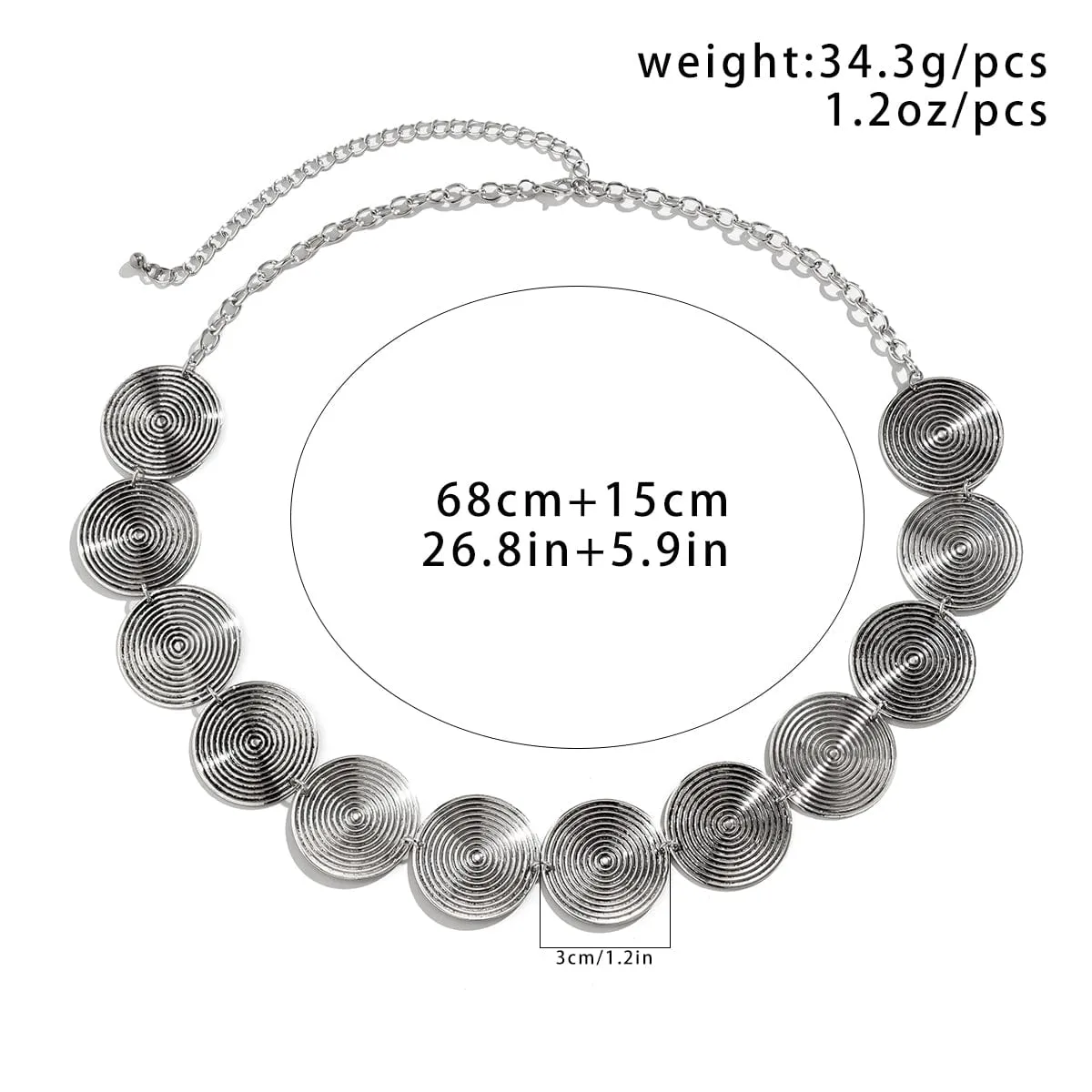 Trendy Round Threaded Disk Waist Chain