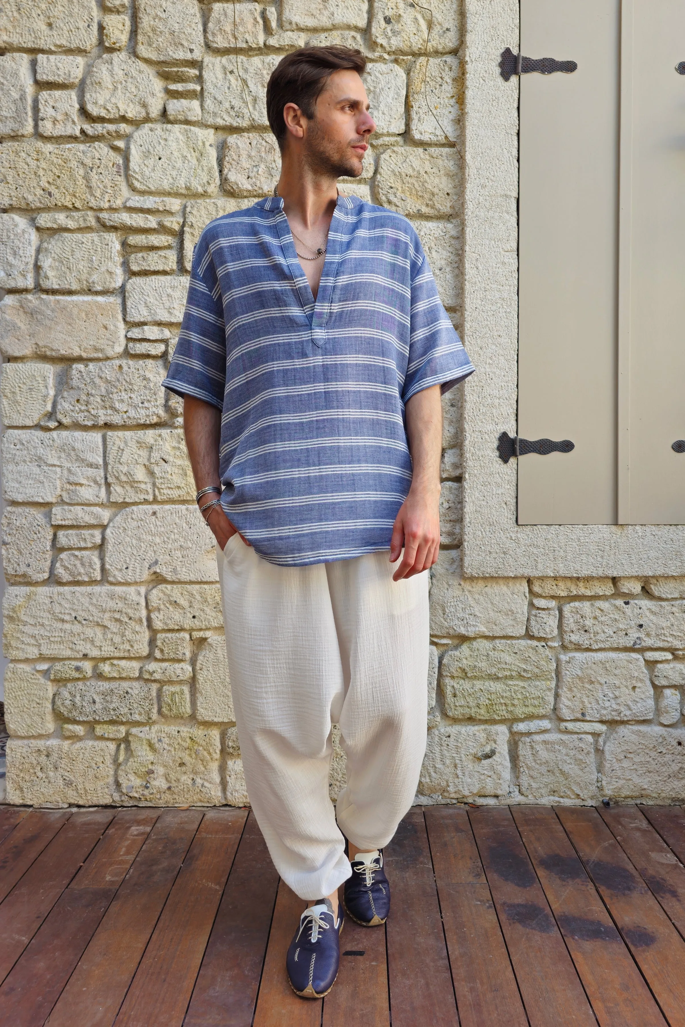 TRIBAL Gender Neutral Organic Gauze Cotton Harem Pants (White)