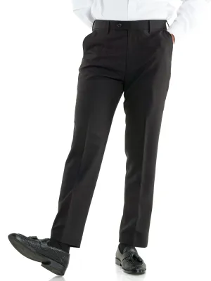 Trousers With Belt Loop -  Black Charcoal Plain (Slim Straight)