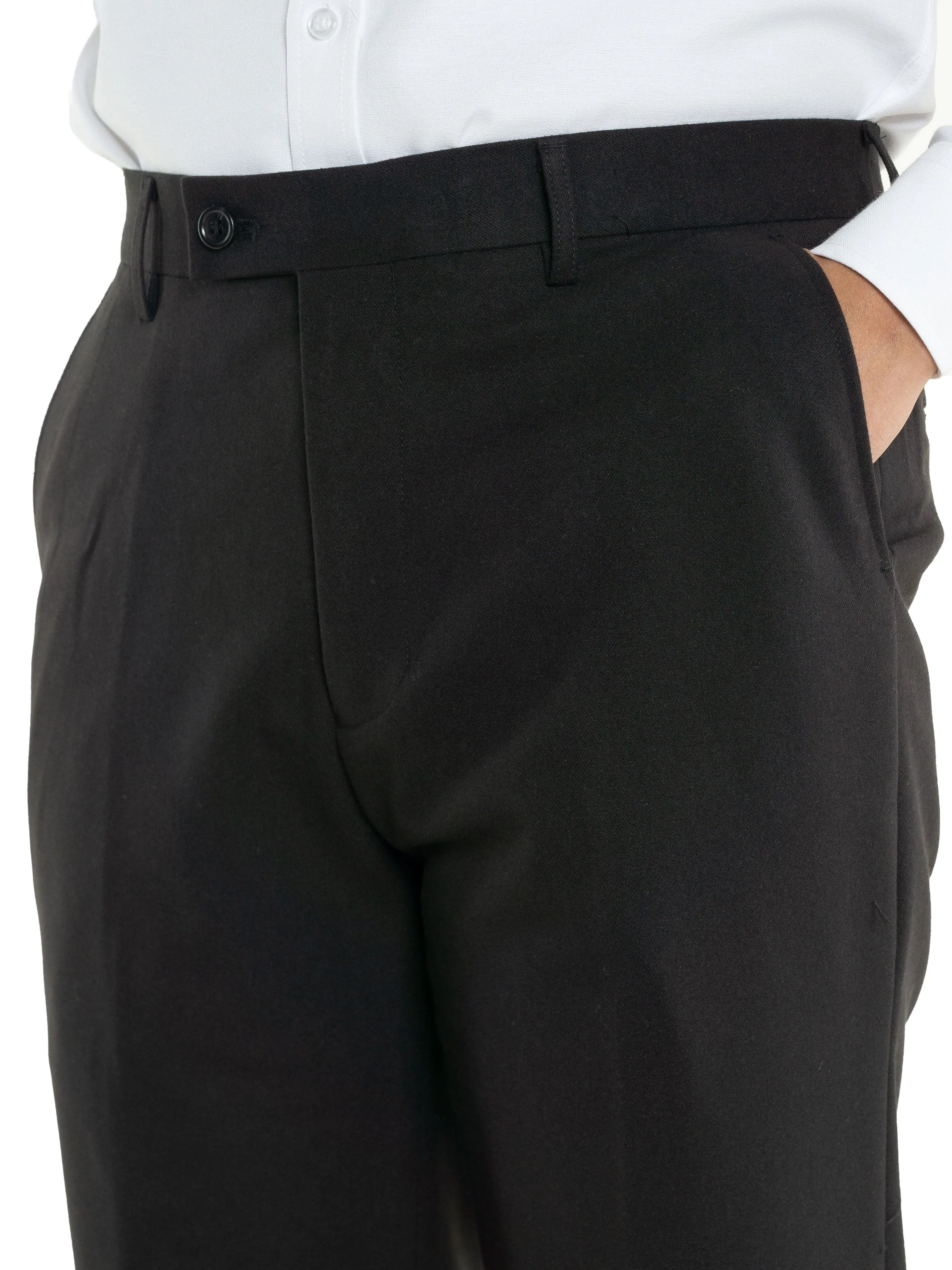 Trousers With Belt Loop -  Black Charcoal Plain (Slim Straight)