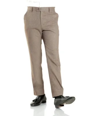 Trousers With Belt Loop -  Brown Pinstripes (Slim Straight)