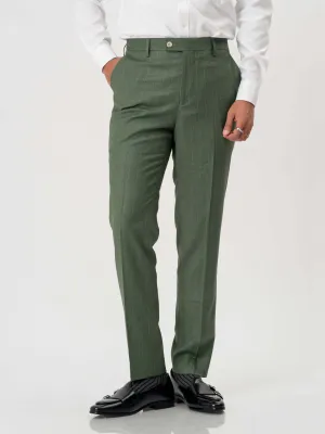 Trousers With Belt Loop -  Moss Green Stripes (Slim Straight)