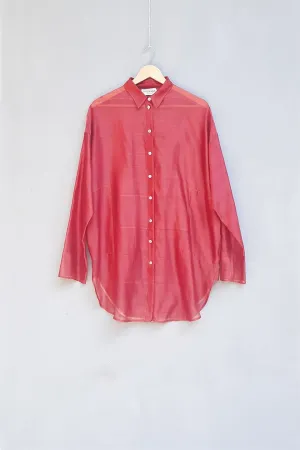Urvashi Kaur   I   Himeji SHEER SHIRT COLINA chanderi cotton silk brick TESSELLATE- 32
