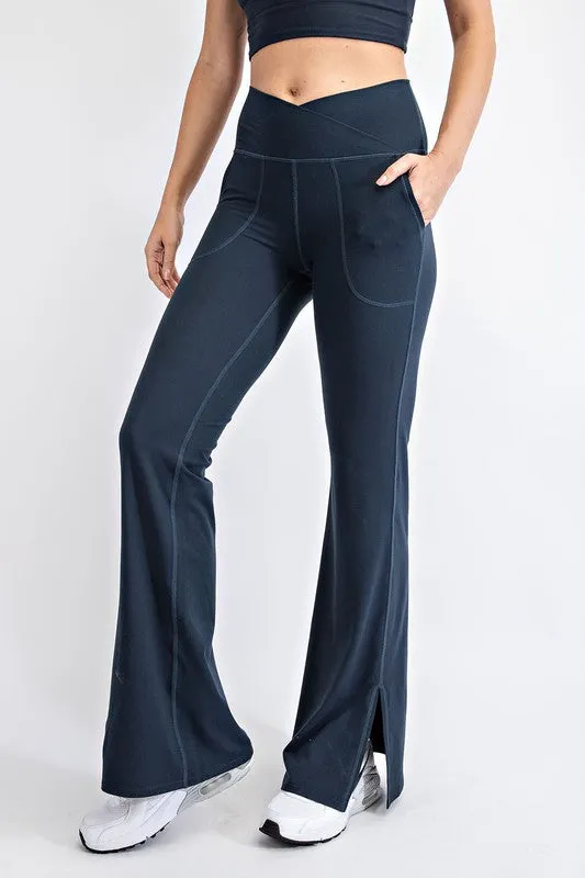 V Waist Flared Yoga Pants with Pockets- 2 Colors!