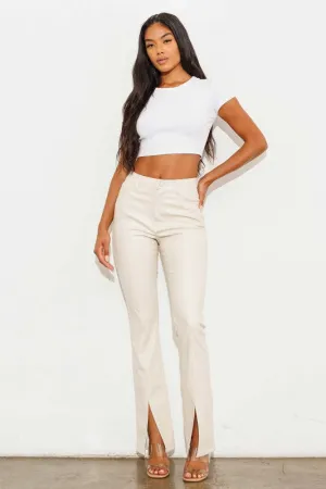 VEGAN LEATHER FRONT SLIT BOOTCUT