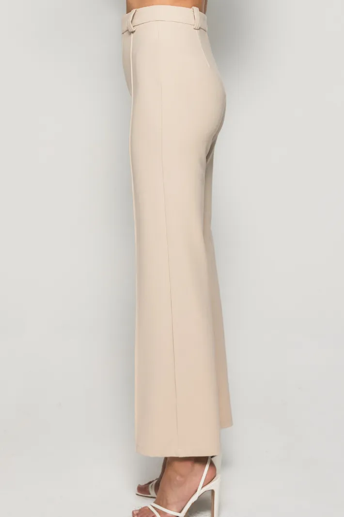 VINA HIGH WAISTED STRAIGHT LEG PANTS - Beige