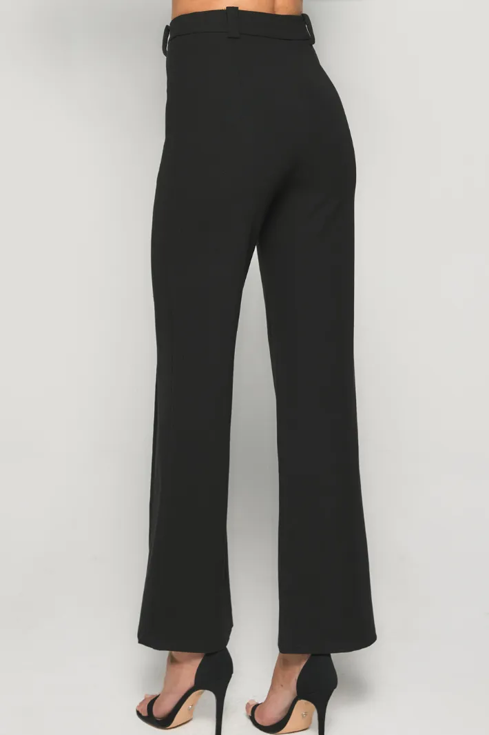 VINA HIGH WAISTED STRAIGHT LEG PANTS - Black