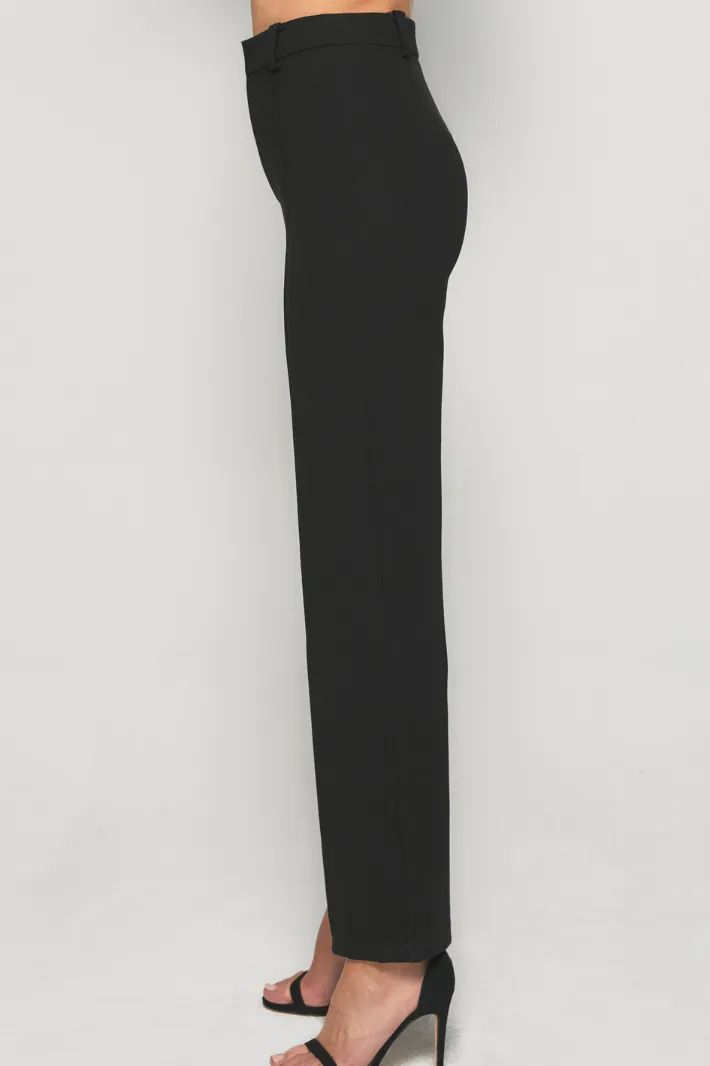 VINA HIGH WAISTED STRAIGHT LEG PANTS - Black