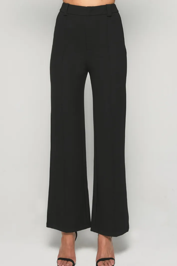 VINA HIGH WAISTED STRAIGHT LEG PANTS - Black