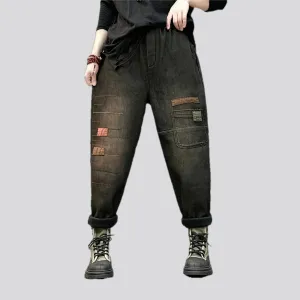 Vintage multicolor cargo women's denim joggers