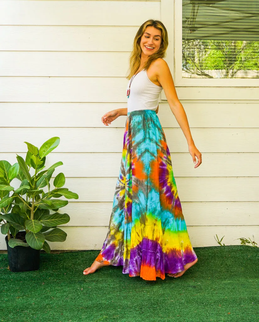 Wanderlust Whirl Hand Dyed Tiered Maxi Skirt