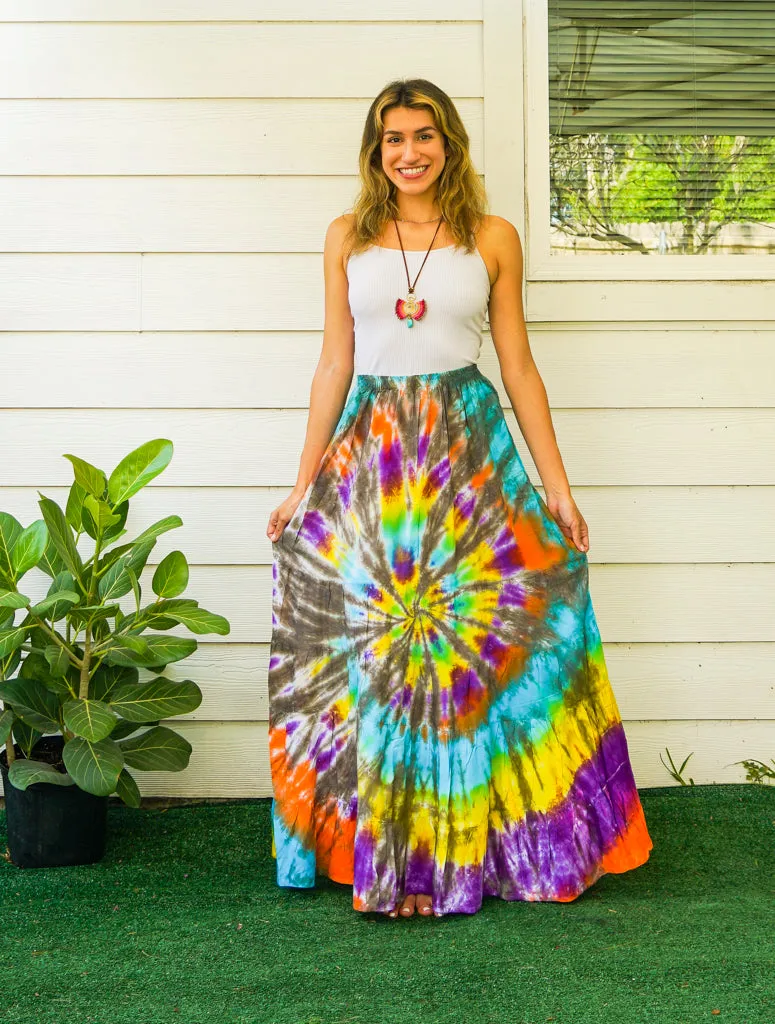 Wanderlust Whirl Hand Dyed Tiered Maxi Skirt
