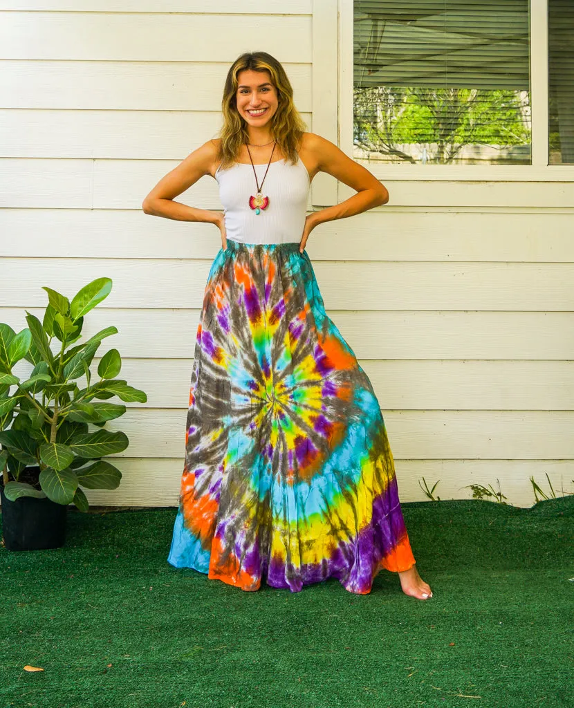 Wanderlust Whirl Hand Dyed Tiered Maxi Skirt