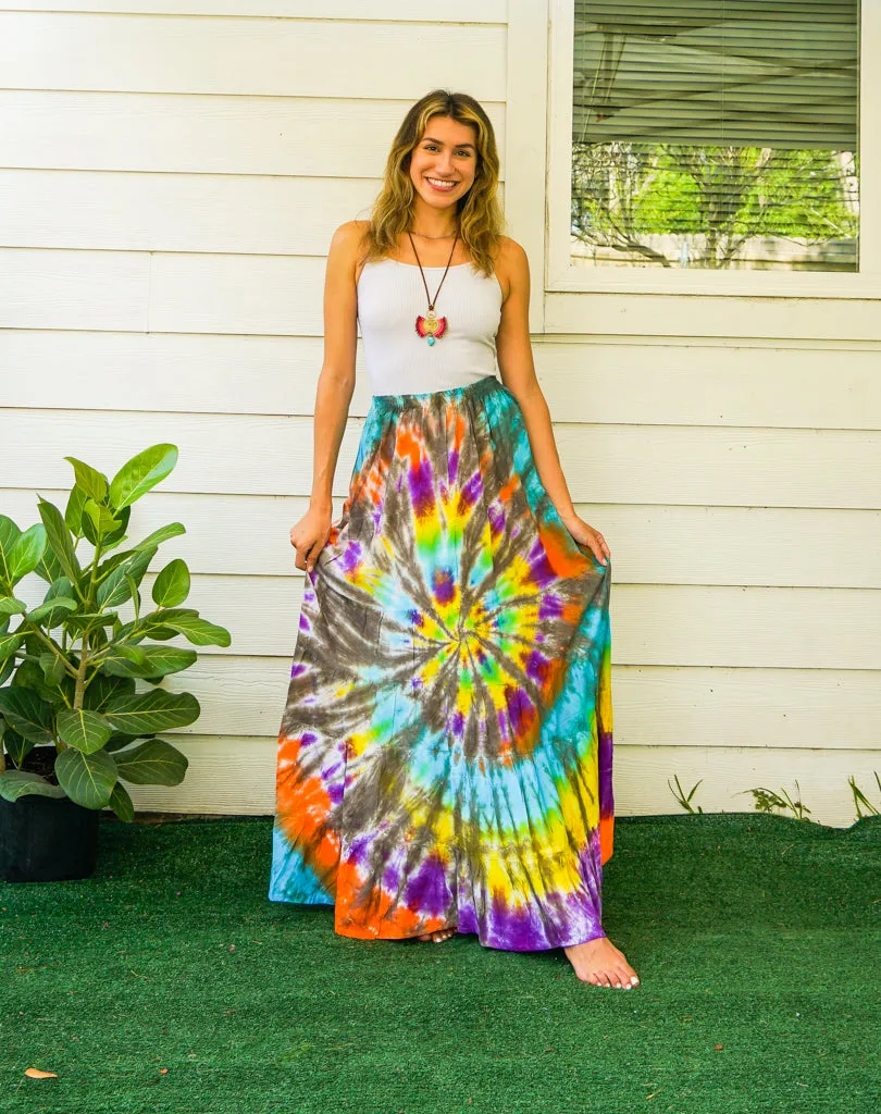 Wanderlust Whirl Hand Dyed Tiered Maxi Skirt