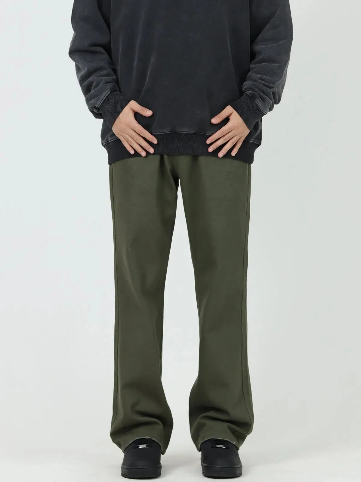 Washed Casual Fit Straight-fit Pants