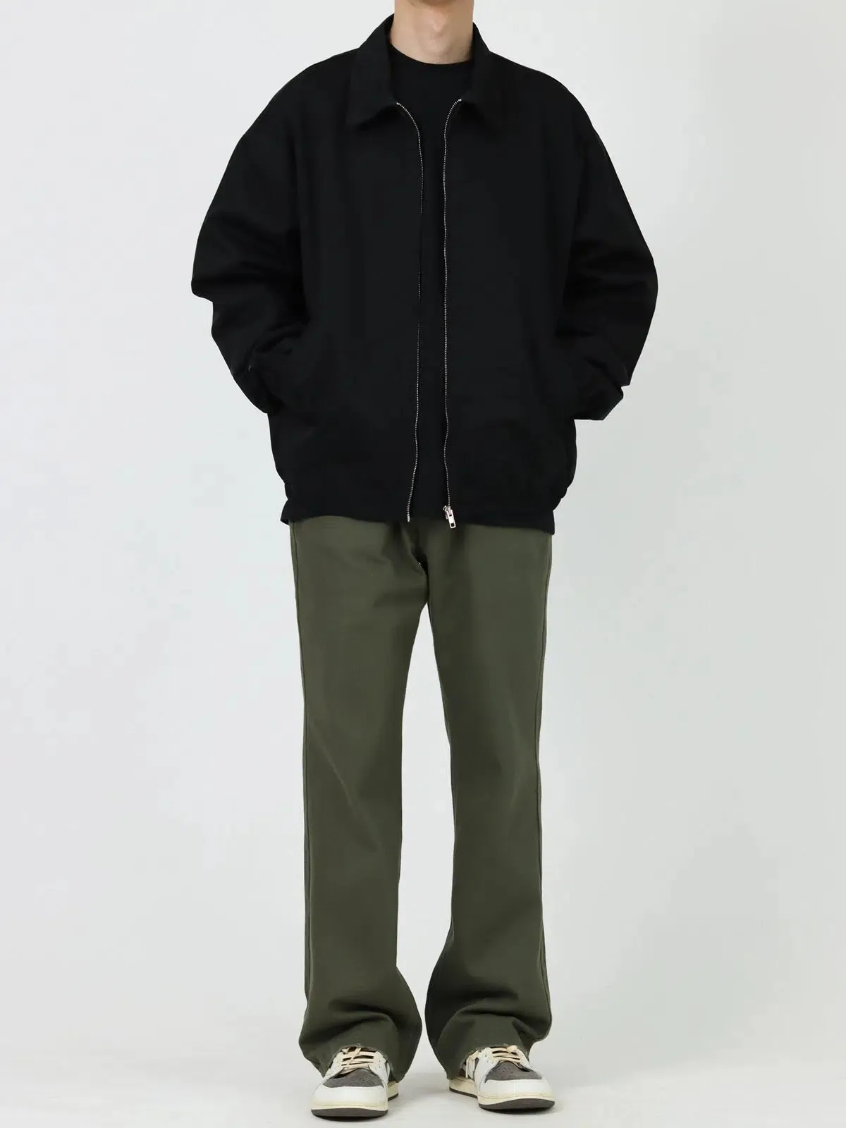 Washed Casual Fit Straight-fit Pants