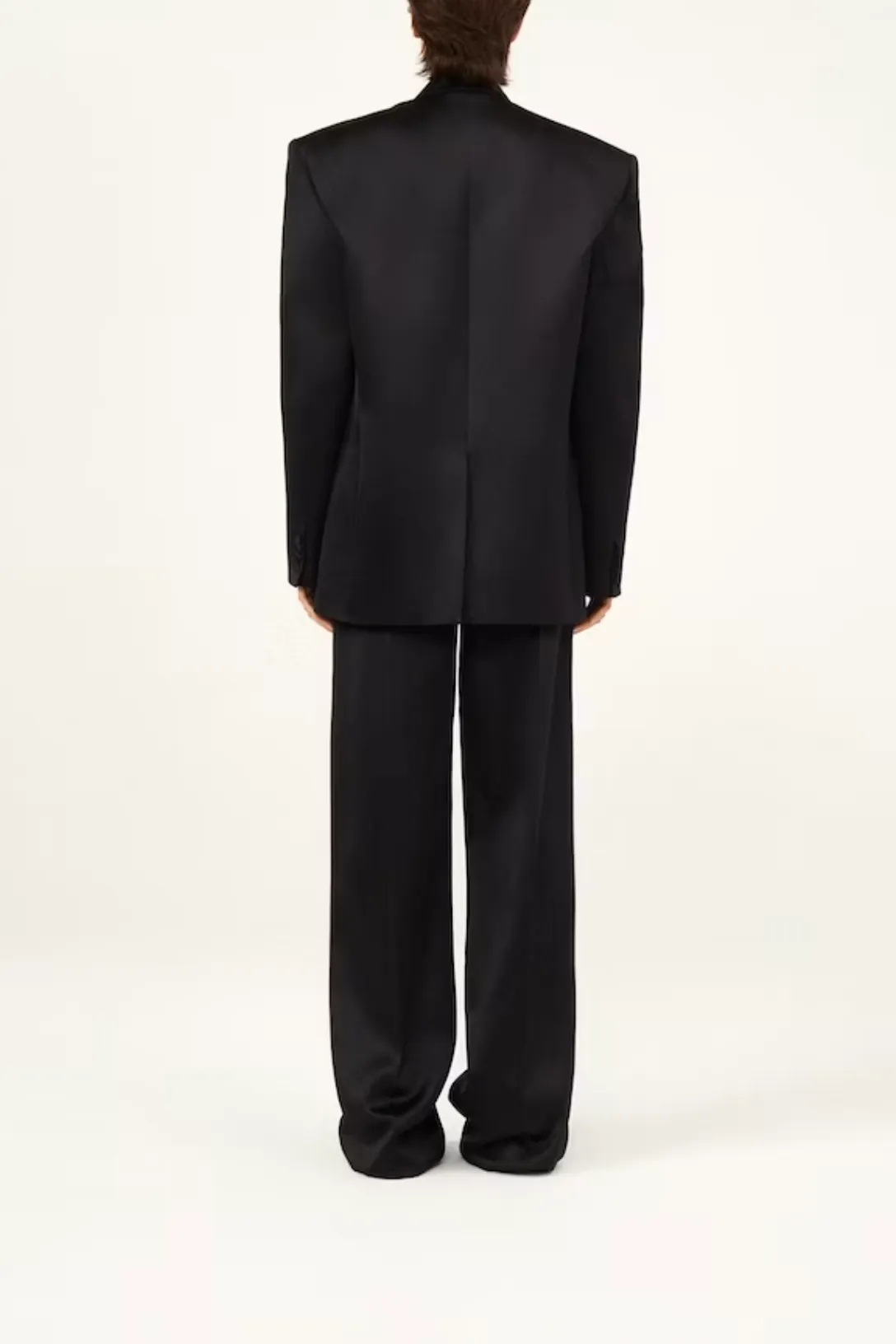 Wide Leg Tailored Silk Pants | Black