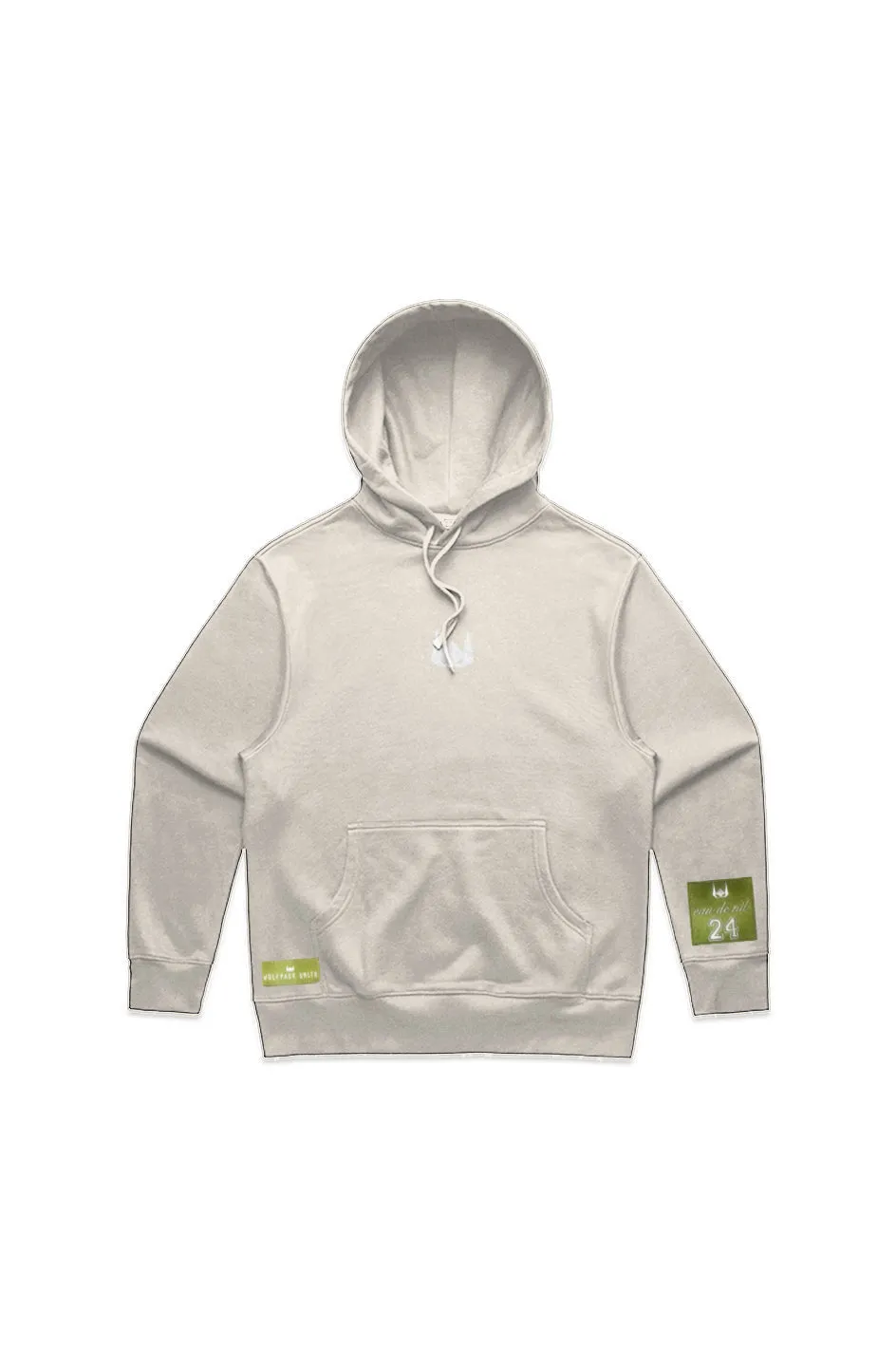 WOLFPACK UNLTD "THE HOODED ARMOR" HEAVYWEIGHT EMBROIDERED HOODIE | ECRU BEIGE