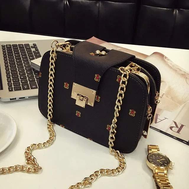 Women Shoulder Bag Chain Strap Flap Designer  Clutch Bag Ladies Messenger Bags With Metal Buckle