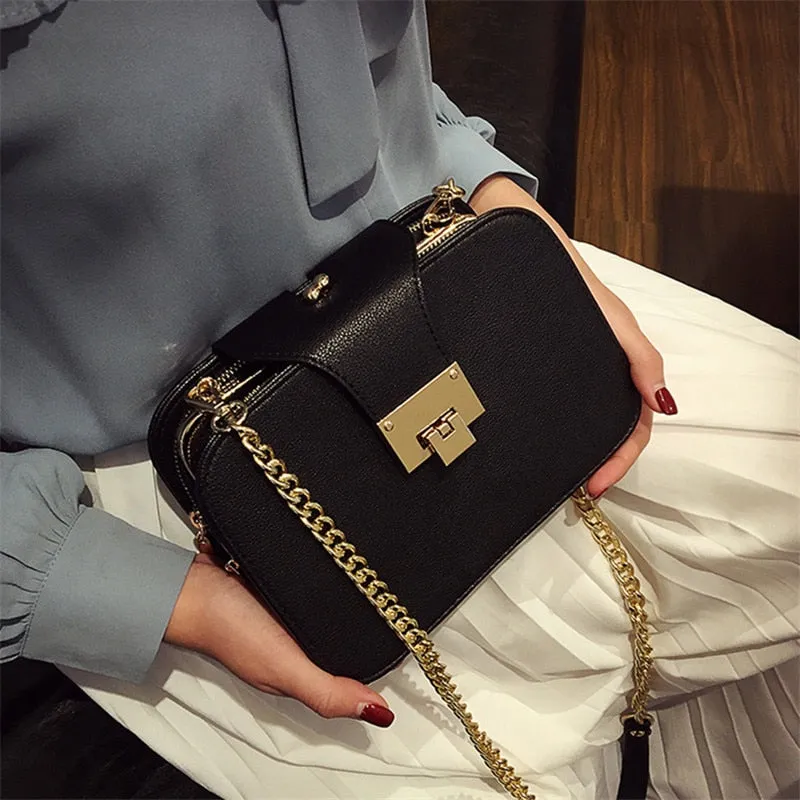 Women Shoulder Bag Chain Strap Flap Designer  Clutch Bag Ladies Messenger Bags With Metal Buckle