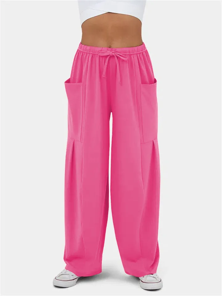 Women's Casual High-Rise Drawstring Oversized Pants