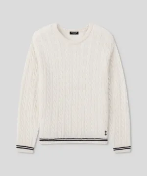 Wool Cashmere Tennis Sweater: Off White