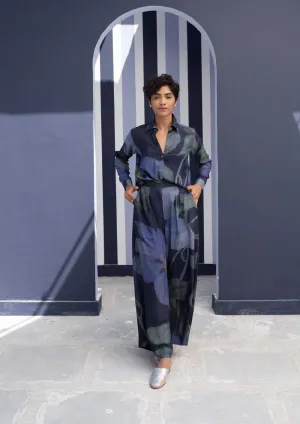 YAM   I   Almeria BABKA CO-ORD 2  (SHIRT & PANTS) SILK BLUE YAMBILLIE22