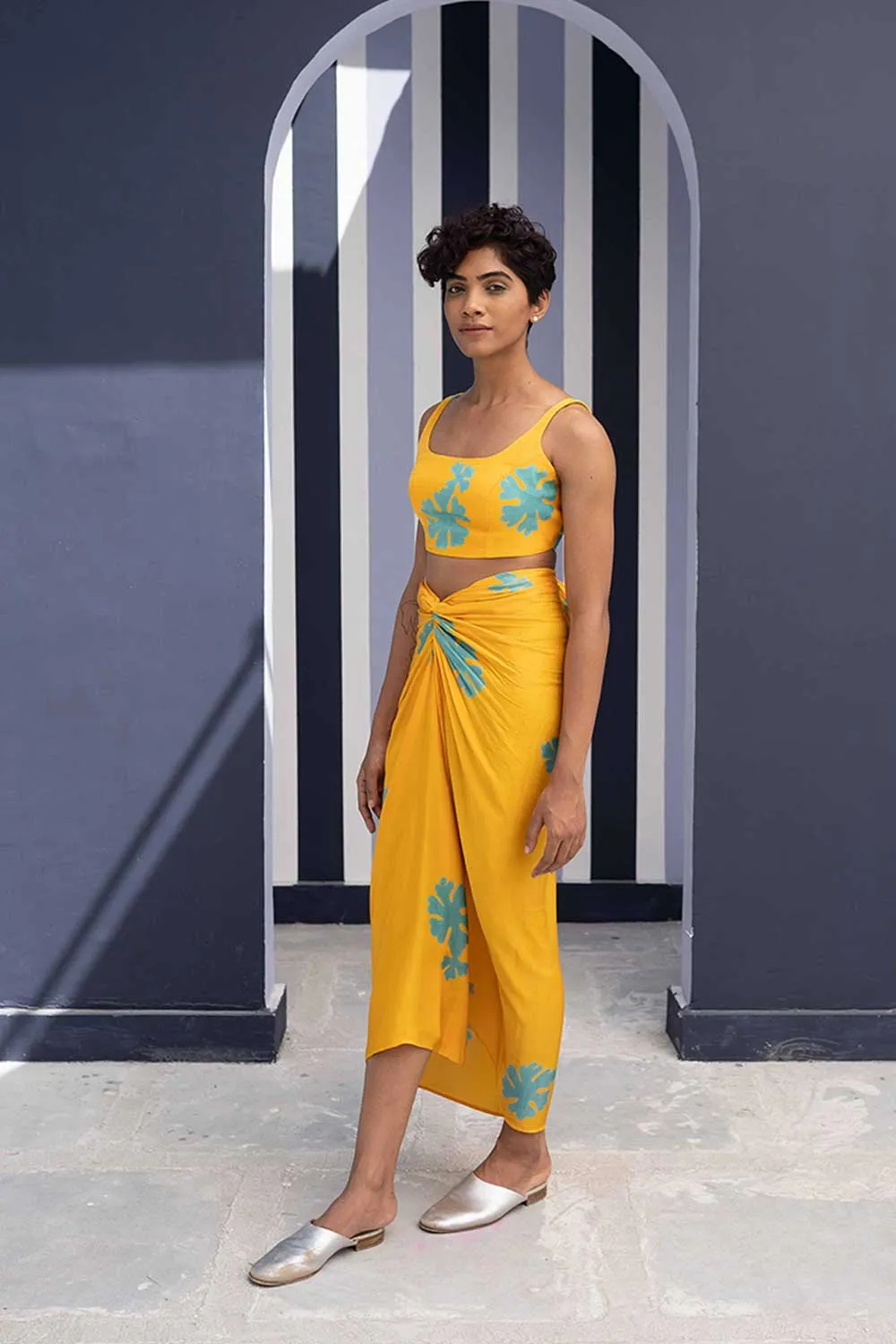 YAM   I   Bilbao GULCHINI SKIRT SET 2  (BLOUSE & SKIRT) SATIN YELLOW YAMBILLIE09