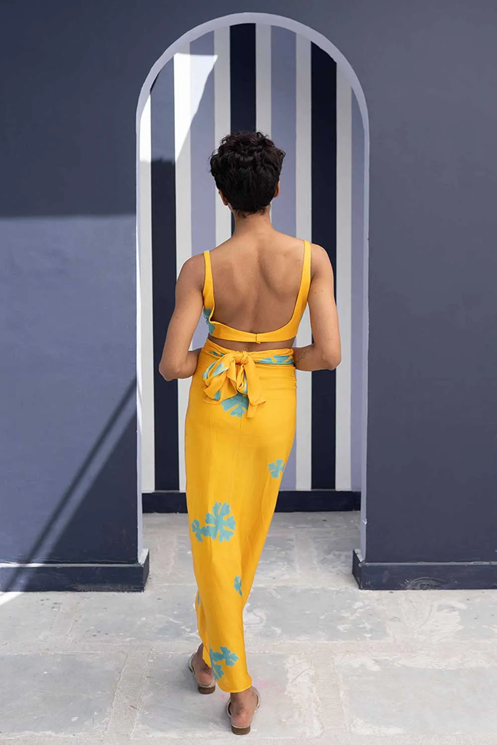 YAM   I   Bilbao GULCHINI SKIRT SET 2  (BLOUSE & SKIRT) SATIN YELLOW YAMBILLIE09