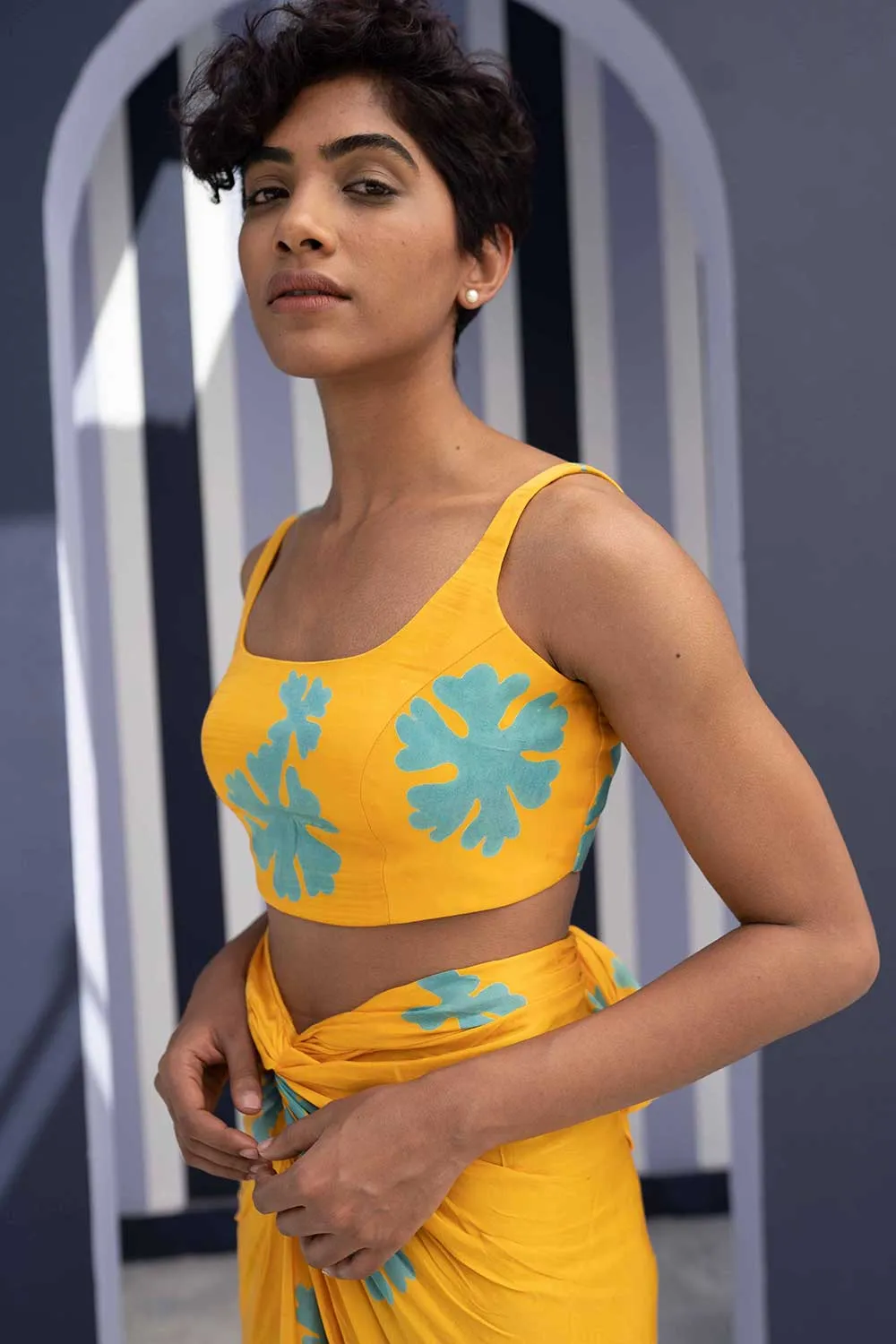 YAM   I   Bilbao GULCHINI SKIRT SET 2  (BLOUSE & SKIRT) SATIN YELLOW YAMBILLIE09