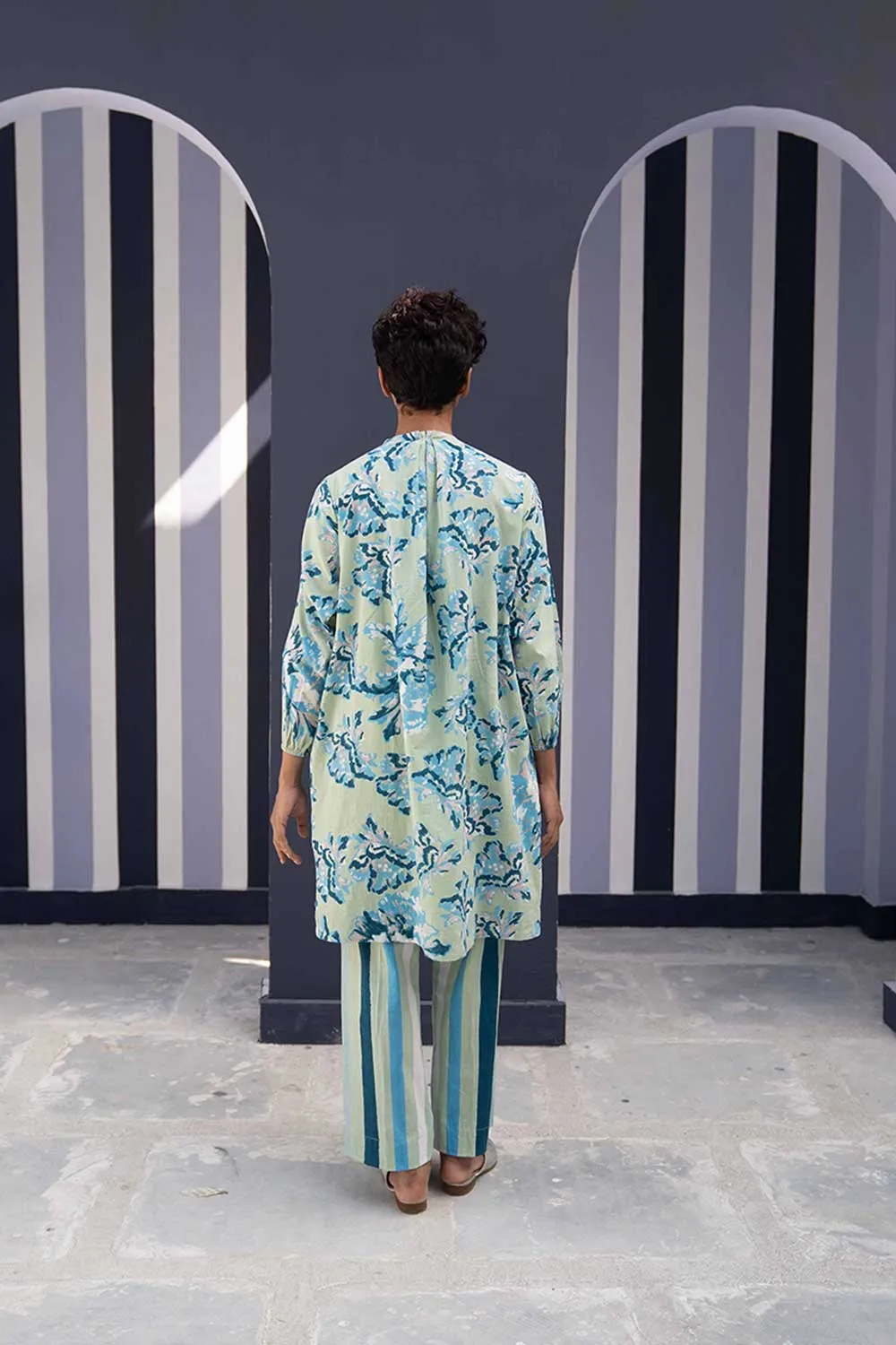 YAM   I  Gran Via  ROSE ISLAND CO-ORD 3  (SHIRT, PANTS & BELT) SATIN GREEN YAMBILLIE39