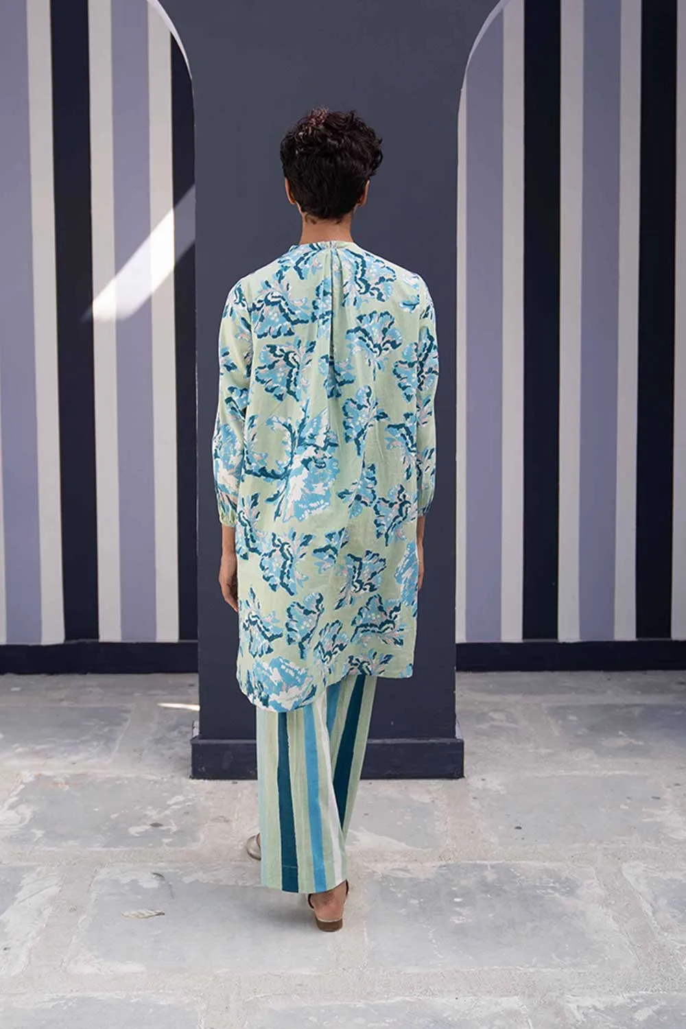 YAM   I  Gran Via  ROSE ISLAND CO-ORD 3  (SHIRT, PANTS & BELT) SATIN GREEN YAMBILLIE39