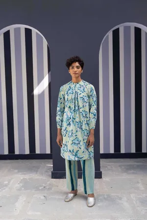 YAM   I  Gran Via  ROSE ISLAND CO-ORD 3  (SHIRT, PANTS & BELT) SATIN GREEN YAMBILLIE39
